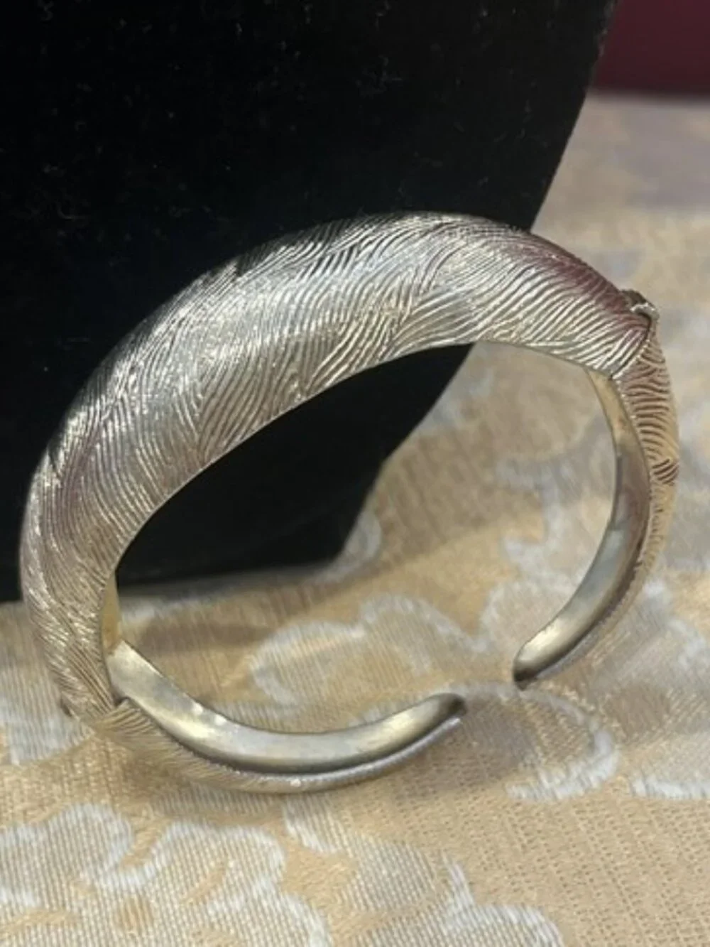 CORO PEGASUS Textured Domed Gold Tone Hinged Clamper BRACELET